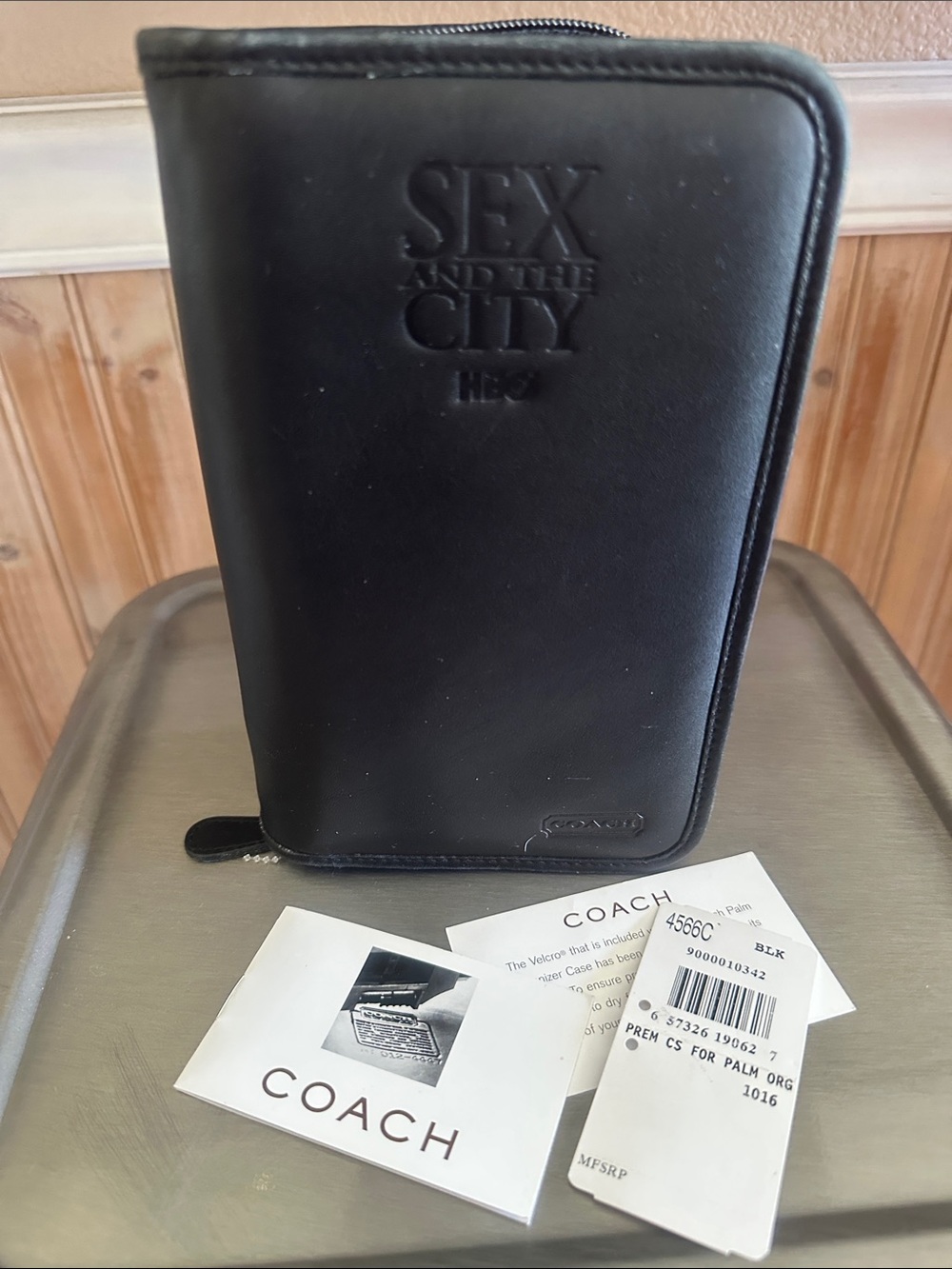 Coach Black Leather Zip Wallet with 'Sex and the City' Embossing